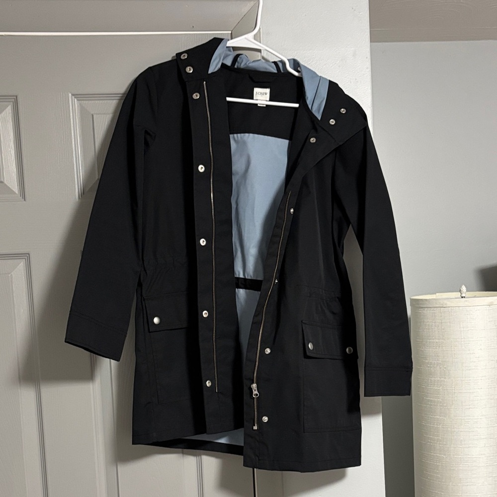 Black Hooded Jacket with Blue Lining